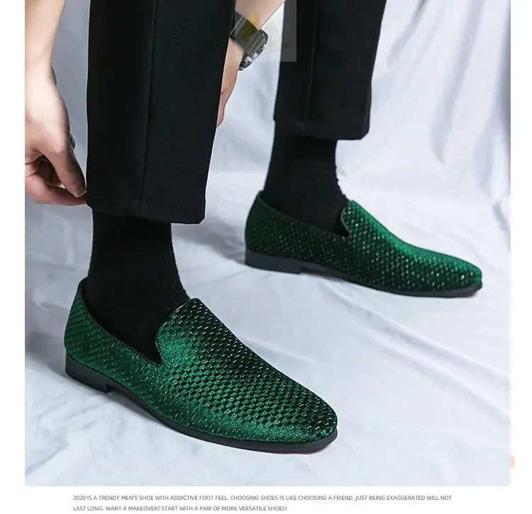 Velvet Men Loafers Luxury Brand Shoes Slip on Pointed Toe LADYLYS