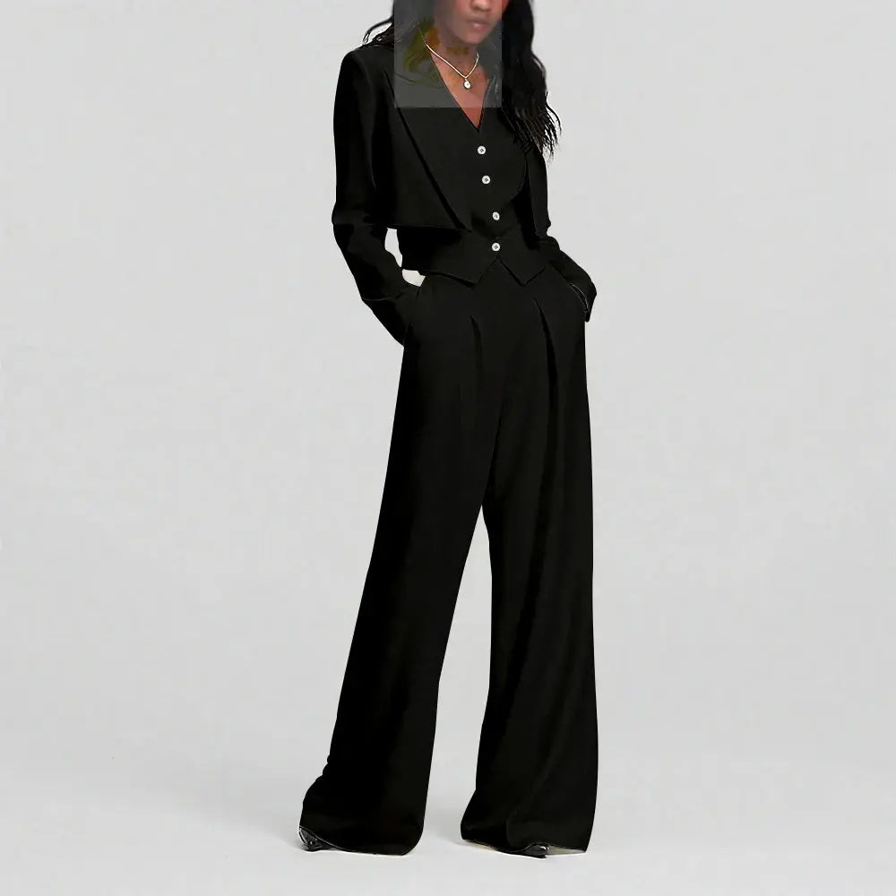 Elegant Single Button Women Pants Set New Female Three Pieces(Blazer+Trousers+Vest) LADYLYS