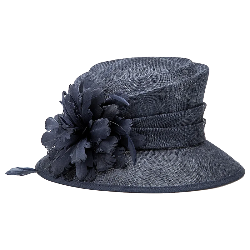 FS – chapeaux melon de mariage pour femmes, avec plumes de fleurs, élégant