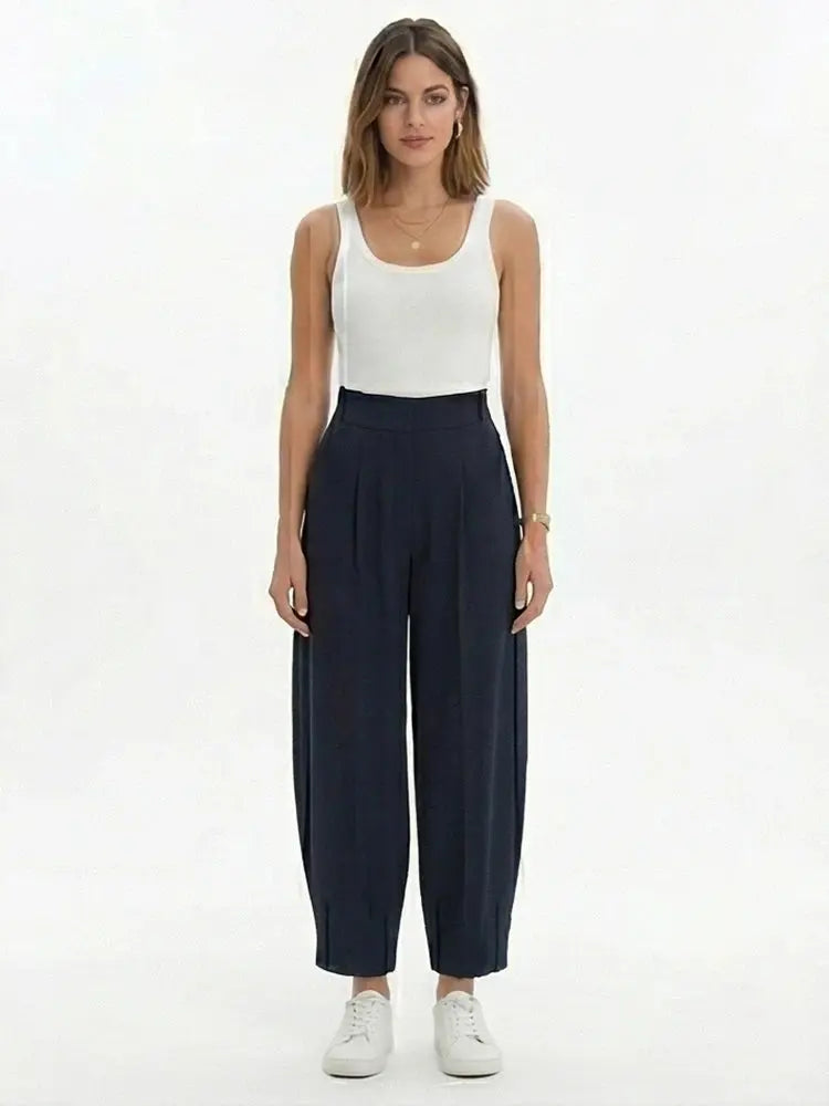 Willshela Women Fashion Solid Front Zipper Pleated Wide Leg Pants Vintage LADYLYS