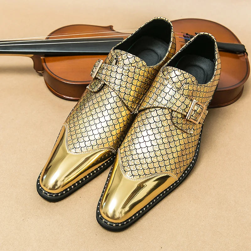 Glitter Men Formal Shoes Moccasins Italian Leather Luxury Fashion LADYLYS