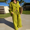 High Neck Single Button Cape Coat&Wide Leg Pants Two-Piece Set LADYLYS