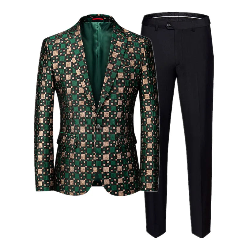 Costume classique Blazer en Jacquard coupe cintrée, pantalons grande taille 6XL