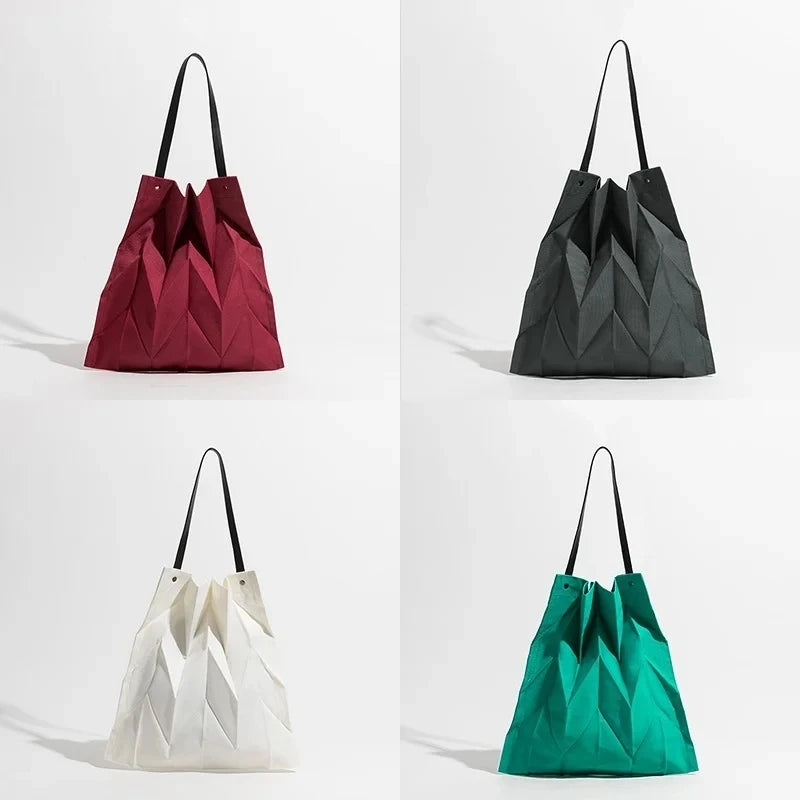 EGCHI Fashion Sacs plissés géométriques pour femmes Style coréen Sac à bandoulière en toile de grande capacité