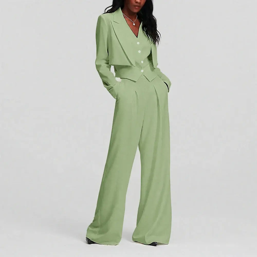 Elegant Single Button Women Pants Set New Female Three Pieces(Blazer+Trousers+Vest) LADYLYS