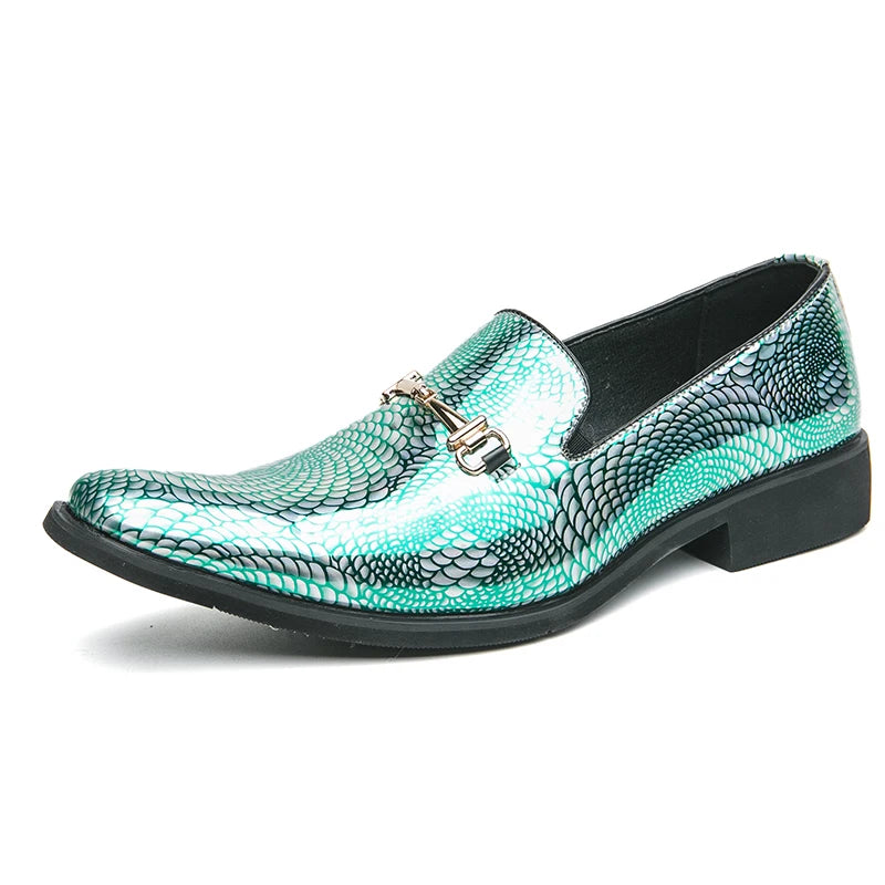Luxury silvery Men's Patent Leather Shoes Designer High Quality LADYLYS