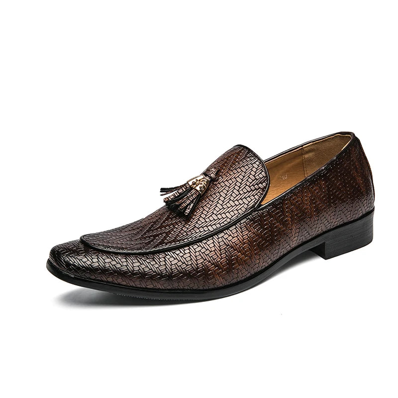 Gland Plaid hommes nouveaux mocassins tissage confortable en cuir grande taille 38-45