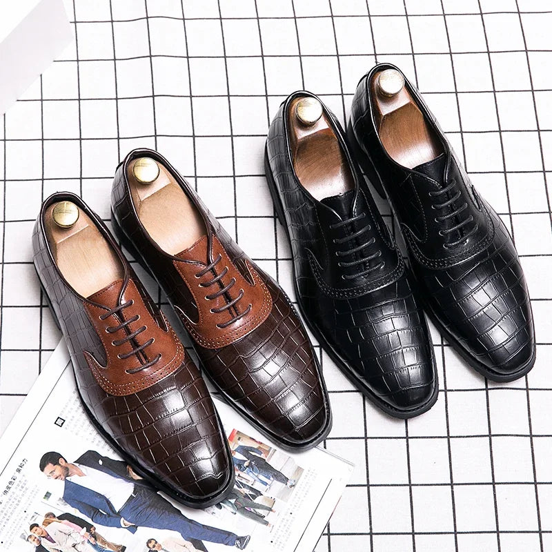 Oxford chaussures hommes chaussures PU couleur-blocage classique affaires décontracté