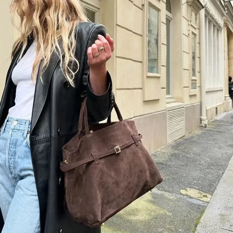 Sac fourre-tout en daim pour femme, sac à main d'hiver de grande capacité vintage