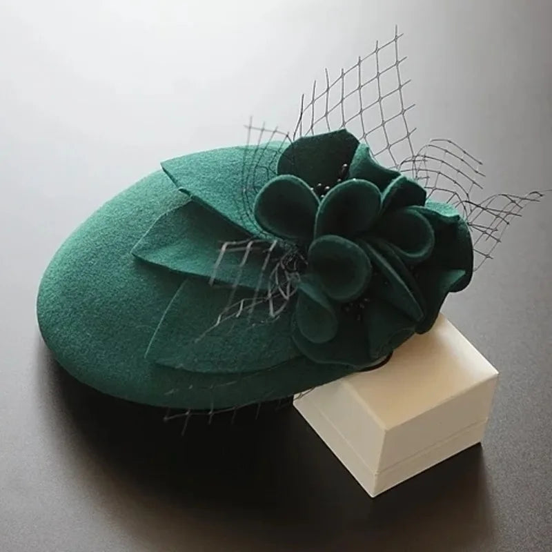 Chapeau de mariage pour femme, chapeau fascinateur, chapeau pilulier avec fleur, 100 % laine australienne