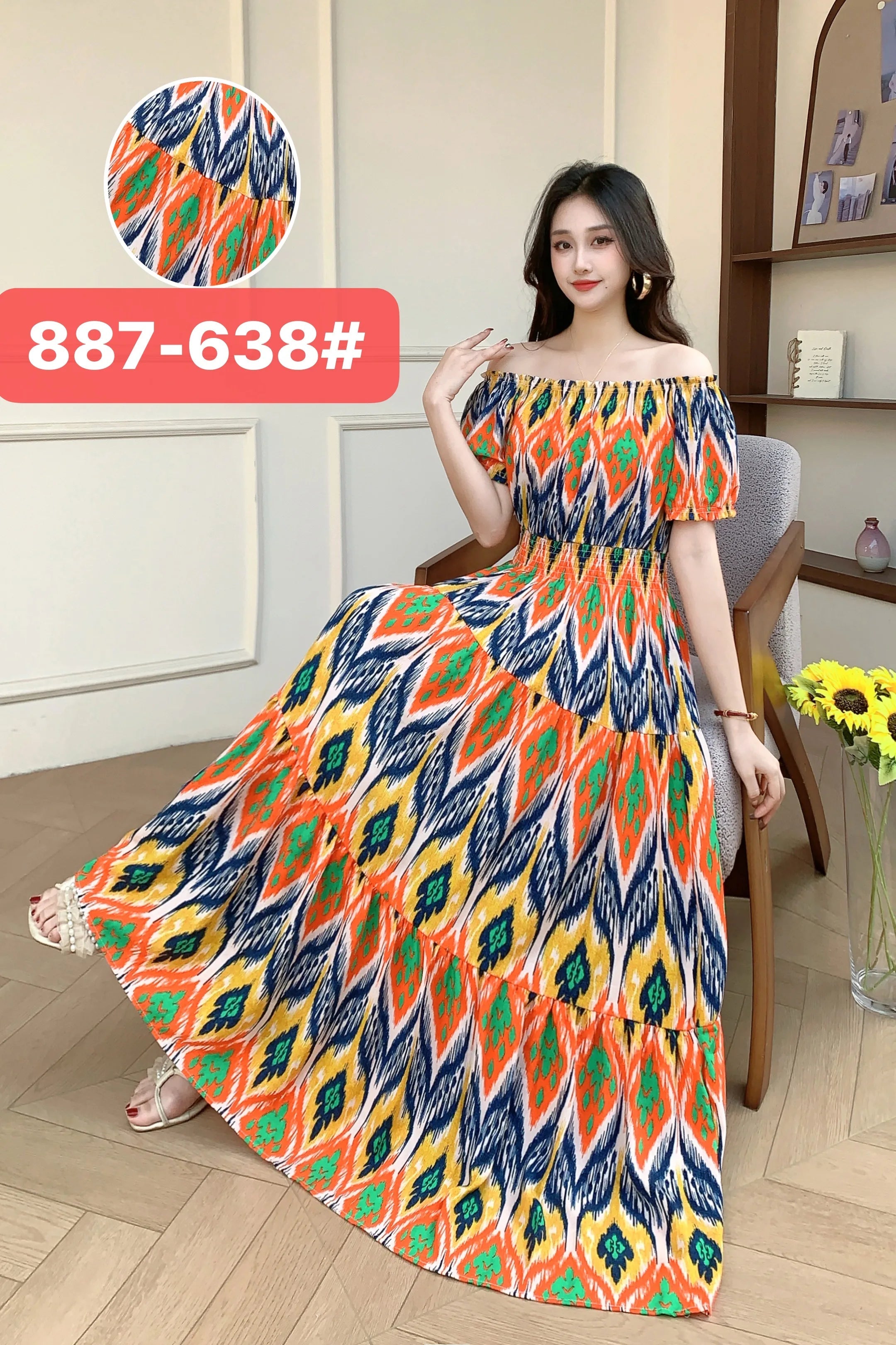 Women Summer Indian Clothes Bohemian Cotton Linen Floral dress LADYLYS