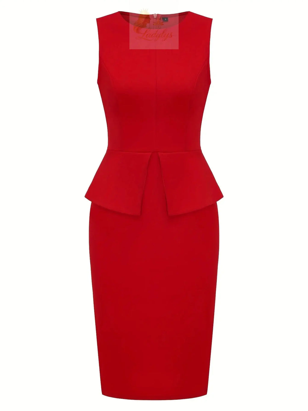 Sleeveless Summer Crew Neck Peplum Cocktail Knee Length dress LADYLYS