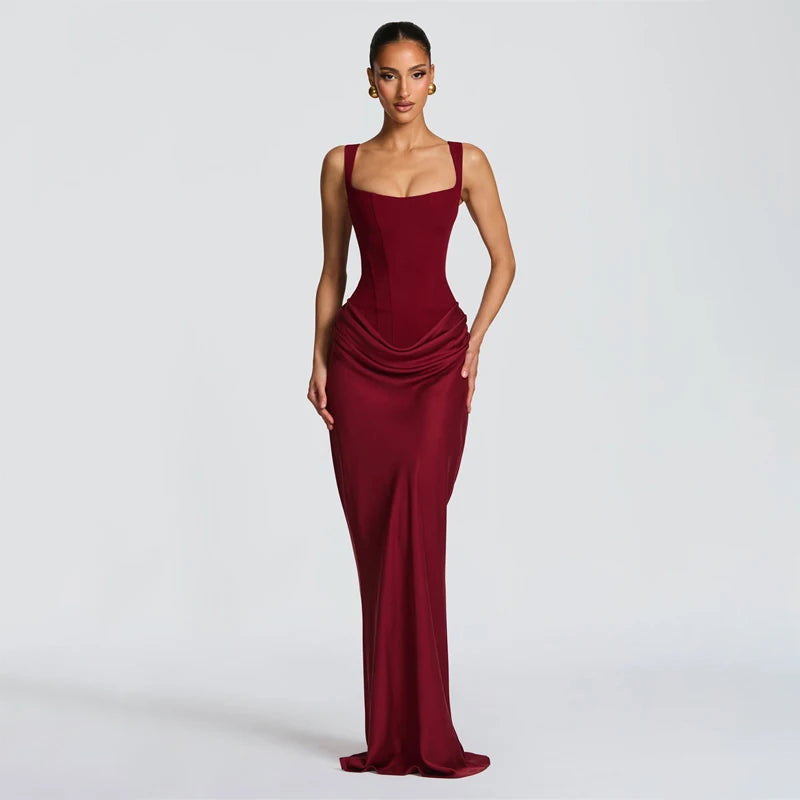 Sexy Solid Pleated Strapless Dress Lady Chic Off-shoulder Backless LADYLYS