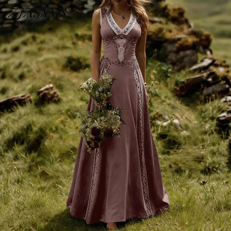 Ethnic summer Retro Print Swing Maxi Dress LADYLYS