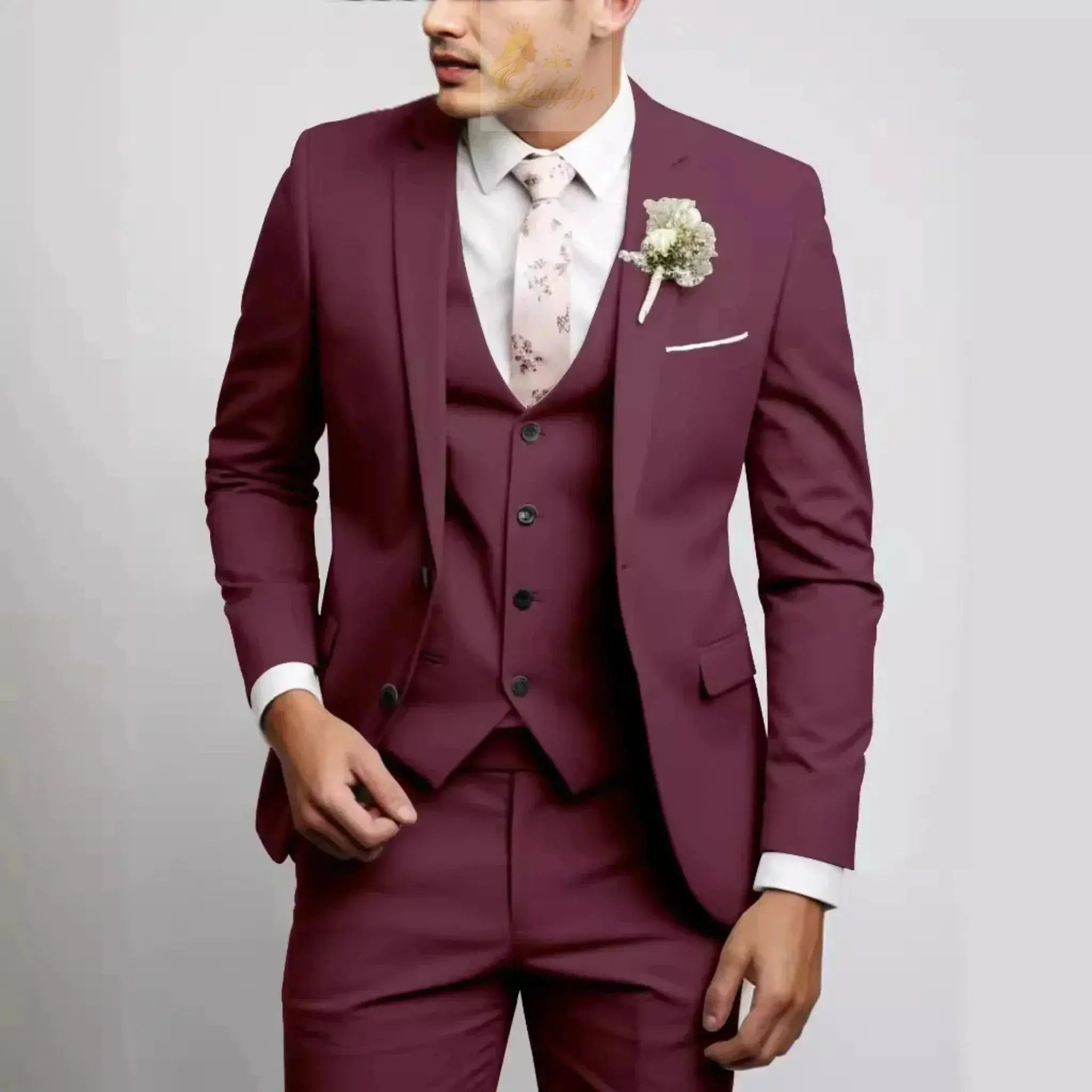 Men's Suits Regular Fit 3 Piece Elegant Tuxedos Set LADYLYS