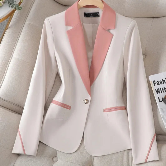 Blazer Slim à manches longues et bouton unique pour femme, veste de travail formelle