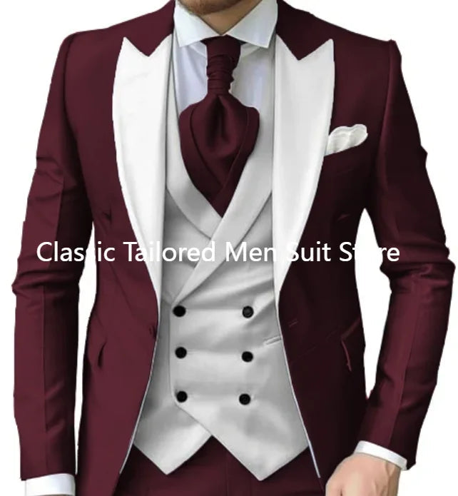 Elegant Wedding 3 Piece Jacket Pants Vest Full Set Luxury LADYLYS