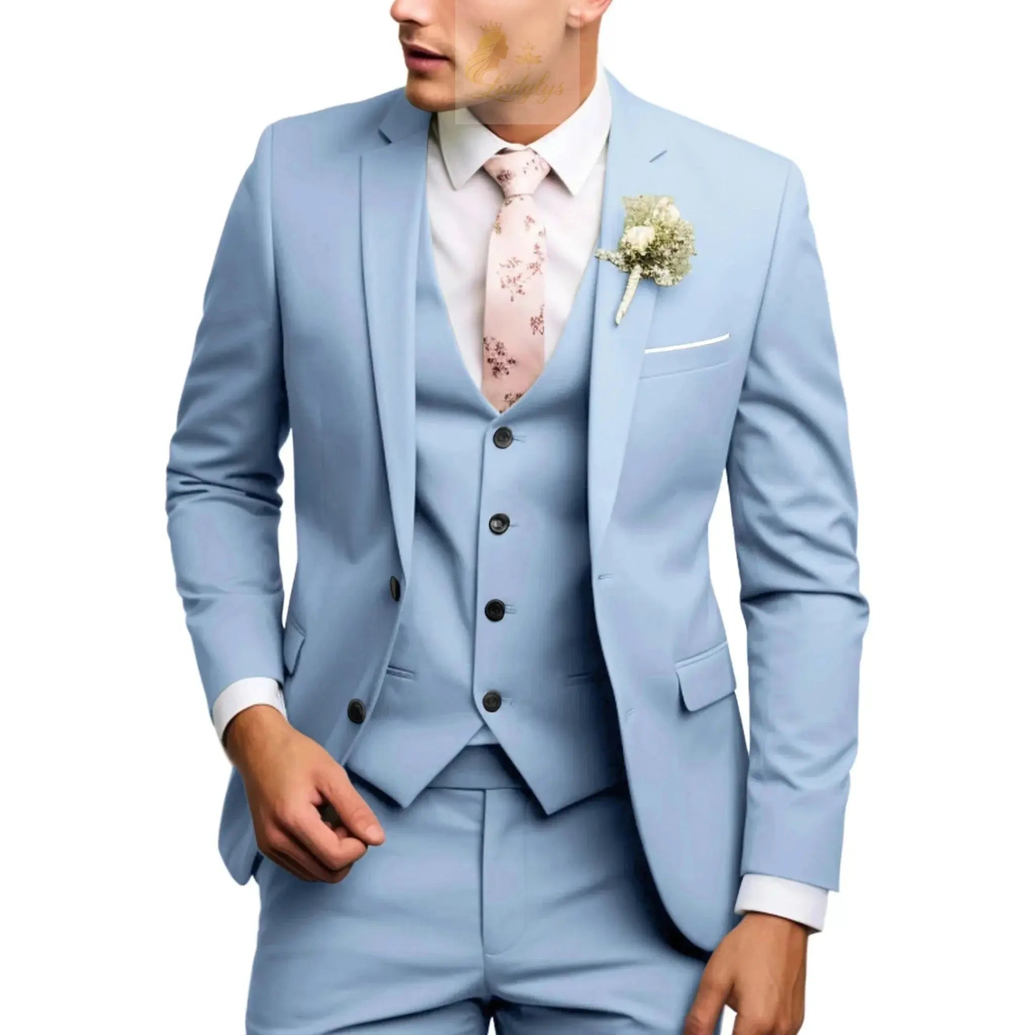 Men's Suits Regular Fit 3 Piece Elegant Tuxedos Set LADYLYS