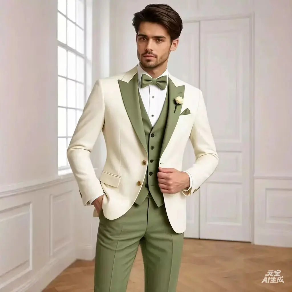 Men's Tailored Suit Three-Piece Set Casual Wedding Groomsmen LADYLYS