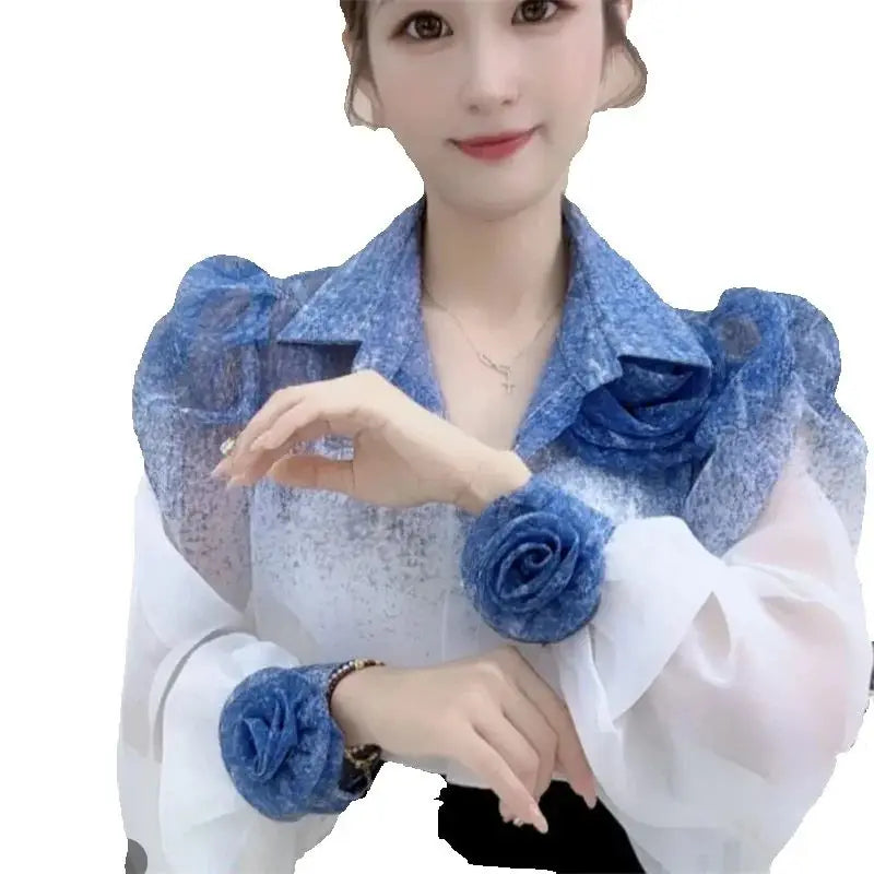 Three-Dimensional Flower Sunscreen Shirt With A Sense Design Long-Sleeved Clothes