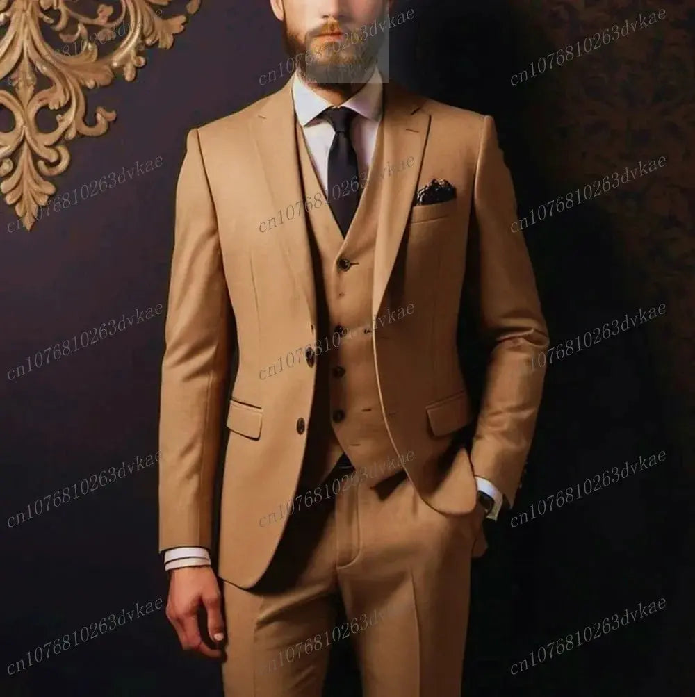 Business Male Tuxedos 3 Piece Set Jacket Vest Pants LADYLYS