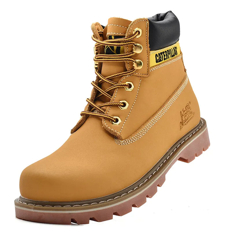 Véritable cuir hommes femmes hiver cheville militaire trekking neige jaune concepteur bottes tactiques