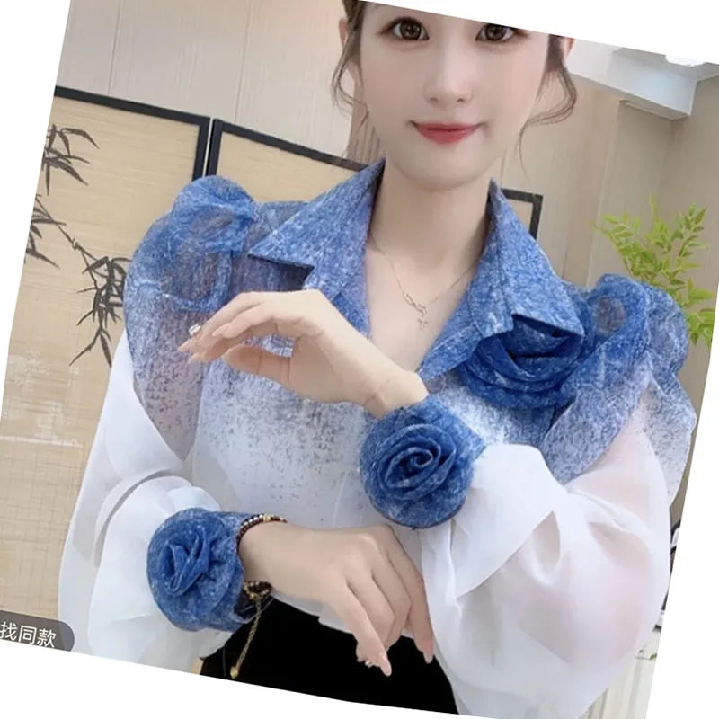 Three-Dimensional Flower Sunscreen Shirt With A Sense Design Long-Sleeved Clothes