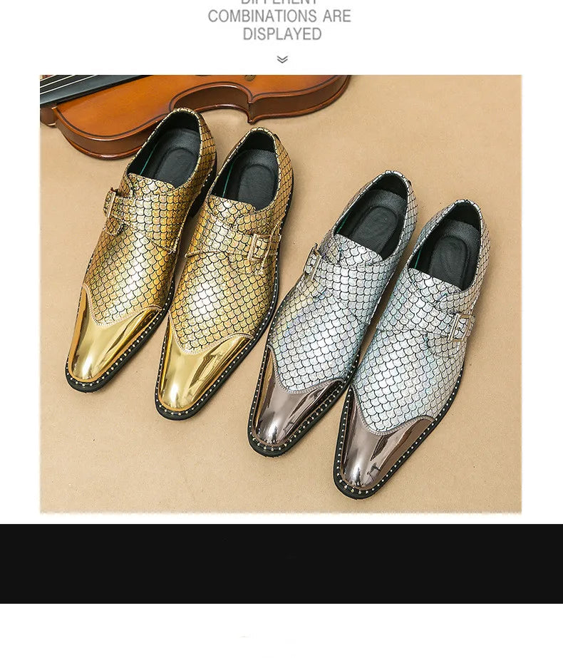 Glitter Men Formal Shoes Moccasins Italian Leather Luxury Fashion LADYLYS