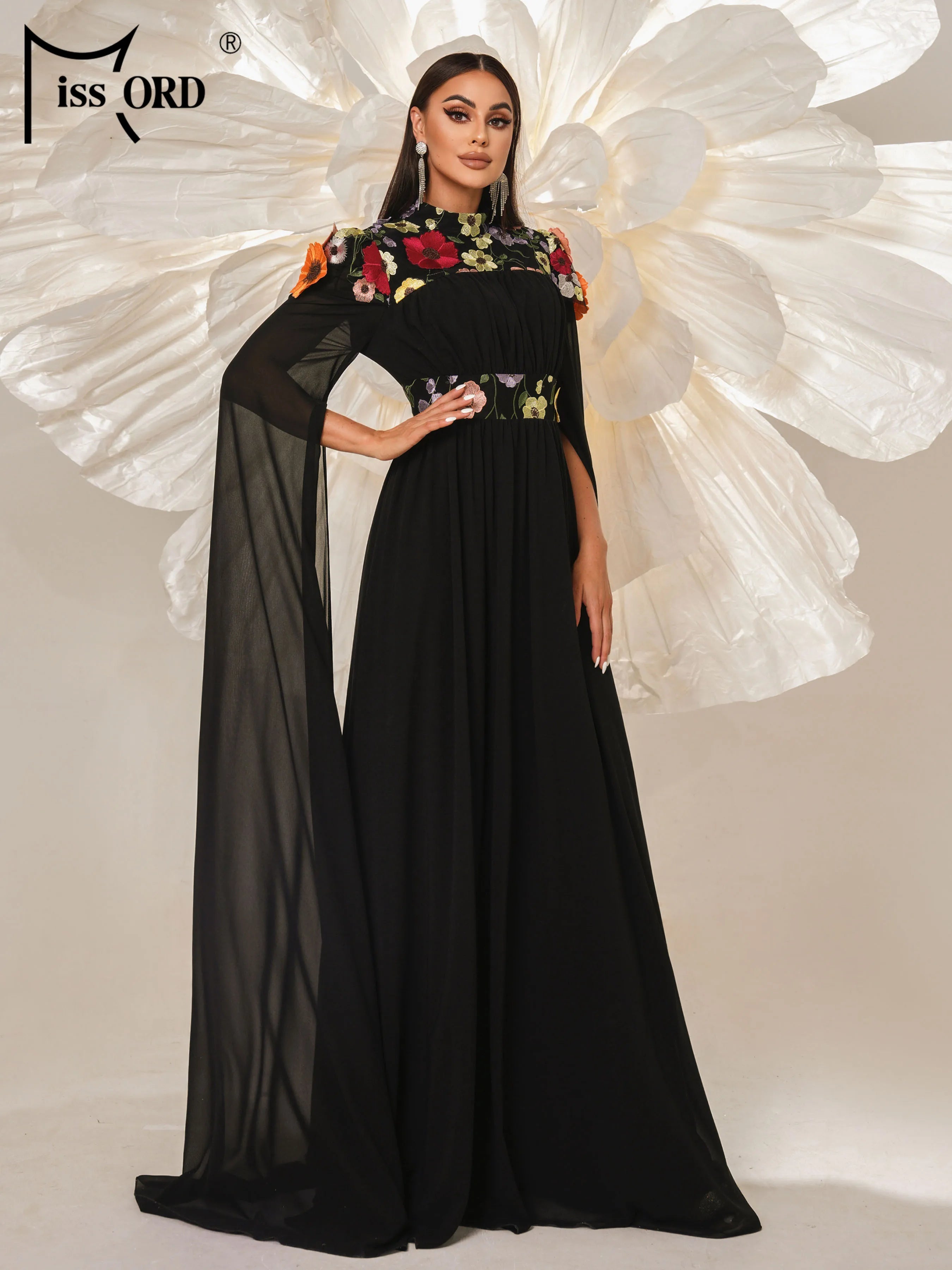 Missord Round Neck Long Sleeve Evening Dress, A-Line, High Quality Bla LADYLYS Missord Round Neck Long Sleeve Evening Dress, A-Line, High Quality Bla LADYLYS