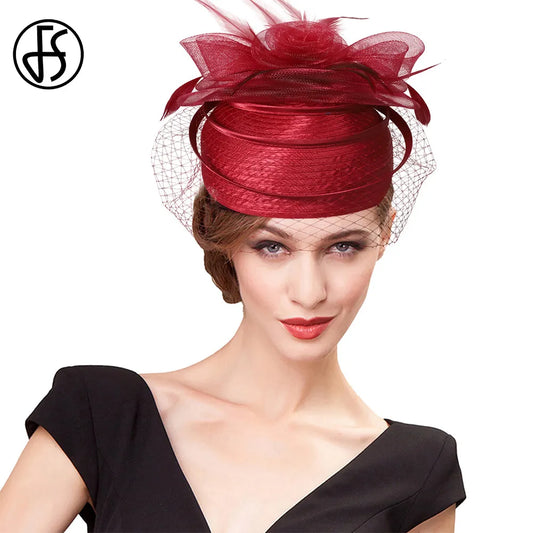 FS Chapeaux Fascinateurs Pour Femme Avec Voile De Plumes Cocktail