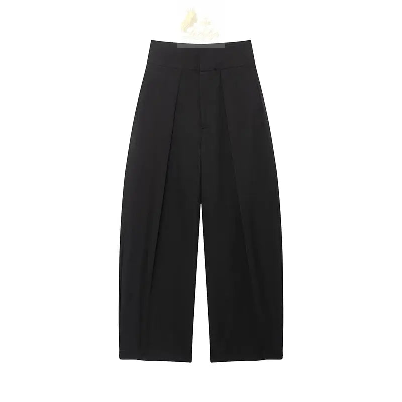 Willshela Women Fashion Solid Front Zipper Pleated Wide Leg Pants Vintage LADYLYS