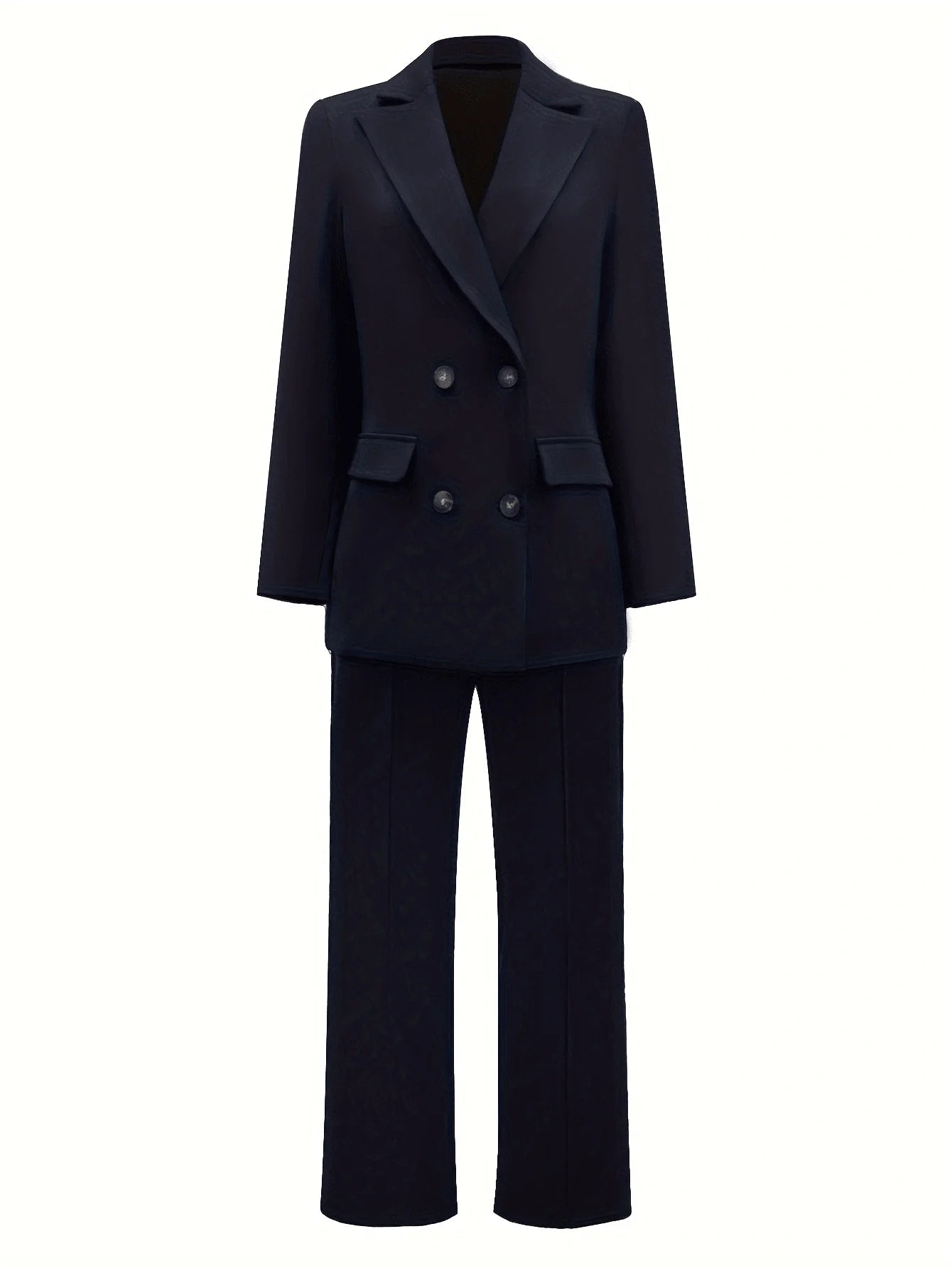 Elegant Casual Blazer Jacket And Straight-Leg Pants Suit Set LADYLYS