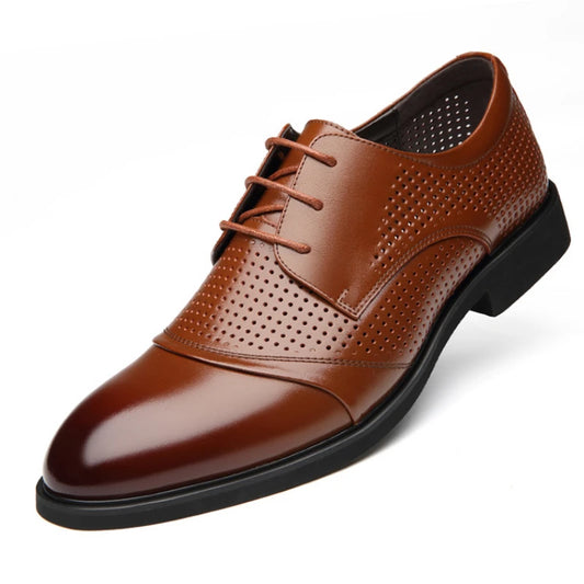 Chaussures oxford respirantes en cuir à lacets Marron Noir Grande taille