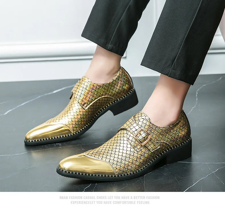 Glitter Men Formal Shoes Moccasins Italian Leather Luxury Fashion LADYLYS
