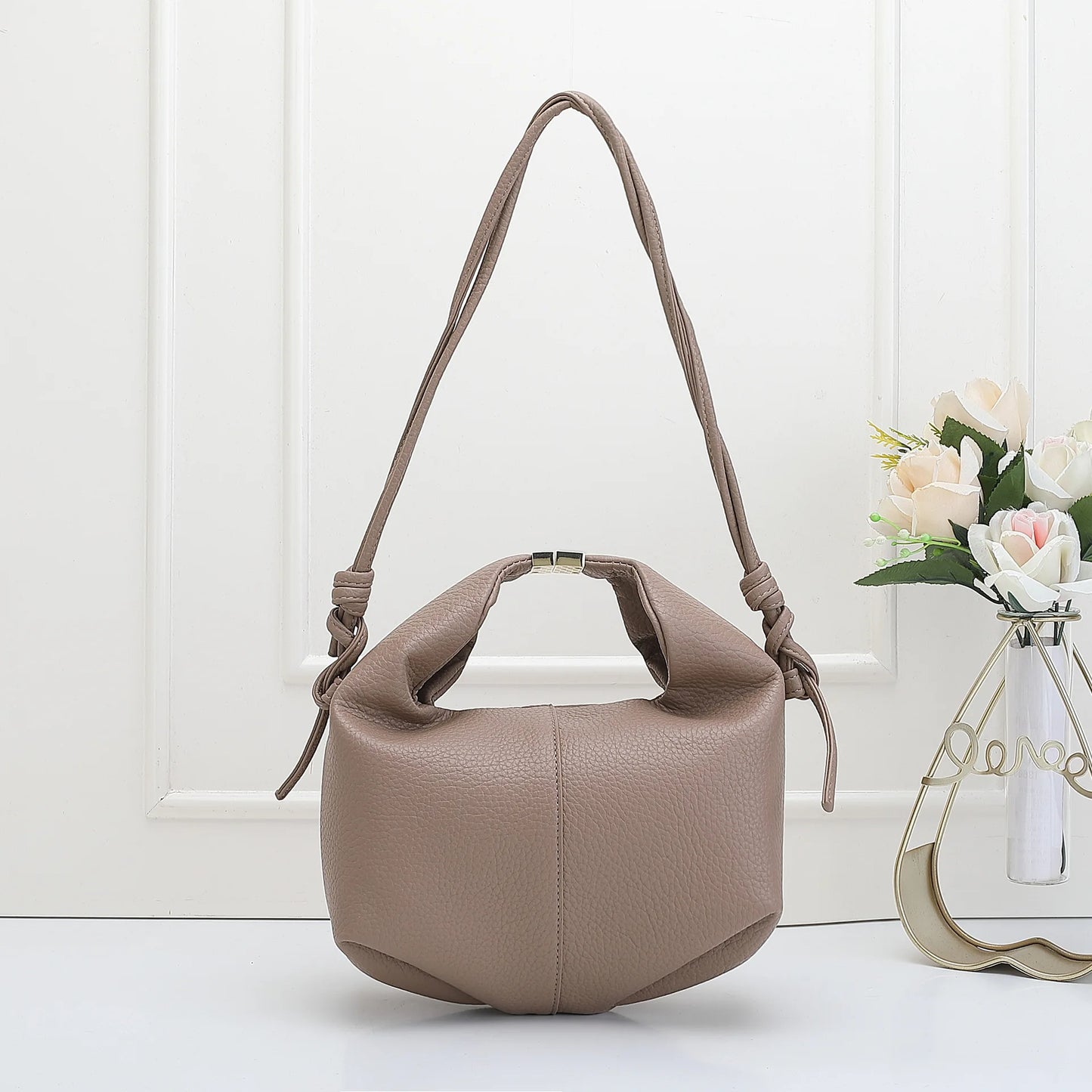 Sac à main en cuir litchi de couleur unie pour femme de haute qualité