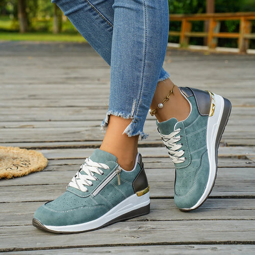 Casual Thick Bottom Pre-Tied Laces High Top Leisure round PU Mesh Inner Fall Season LADYLYS