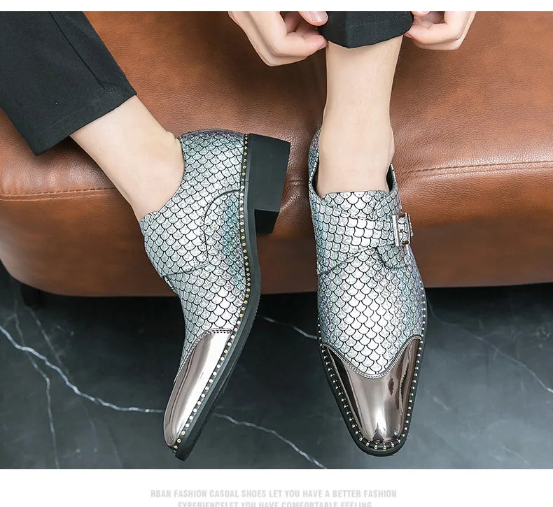Glitter Men Formal Shoes Moccasins Italian Leather Luxury Fashion LADYLYS