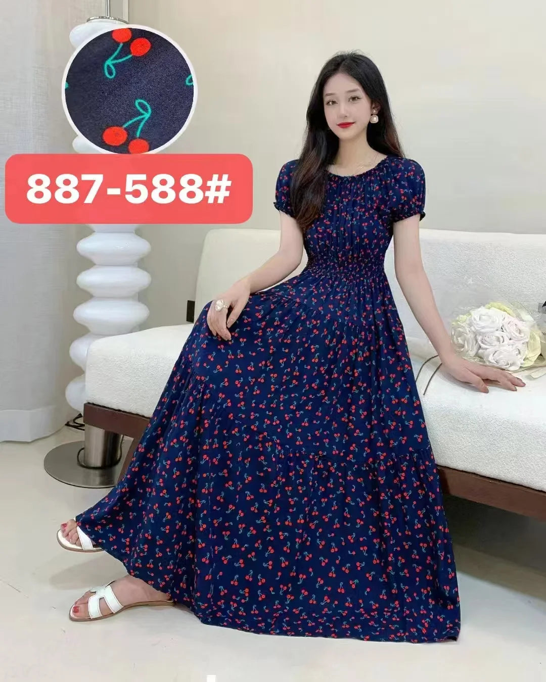 Women Summer Indian Clothes Bohemian Cotton Linen Floral dress LADYLYS