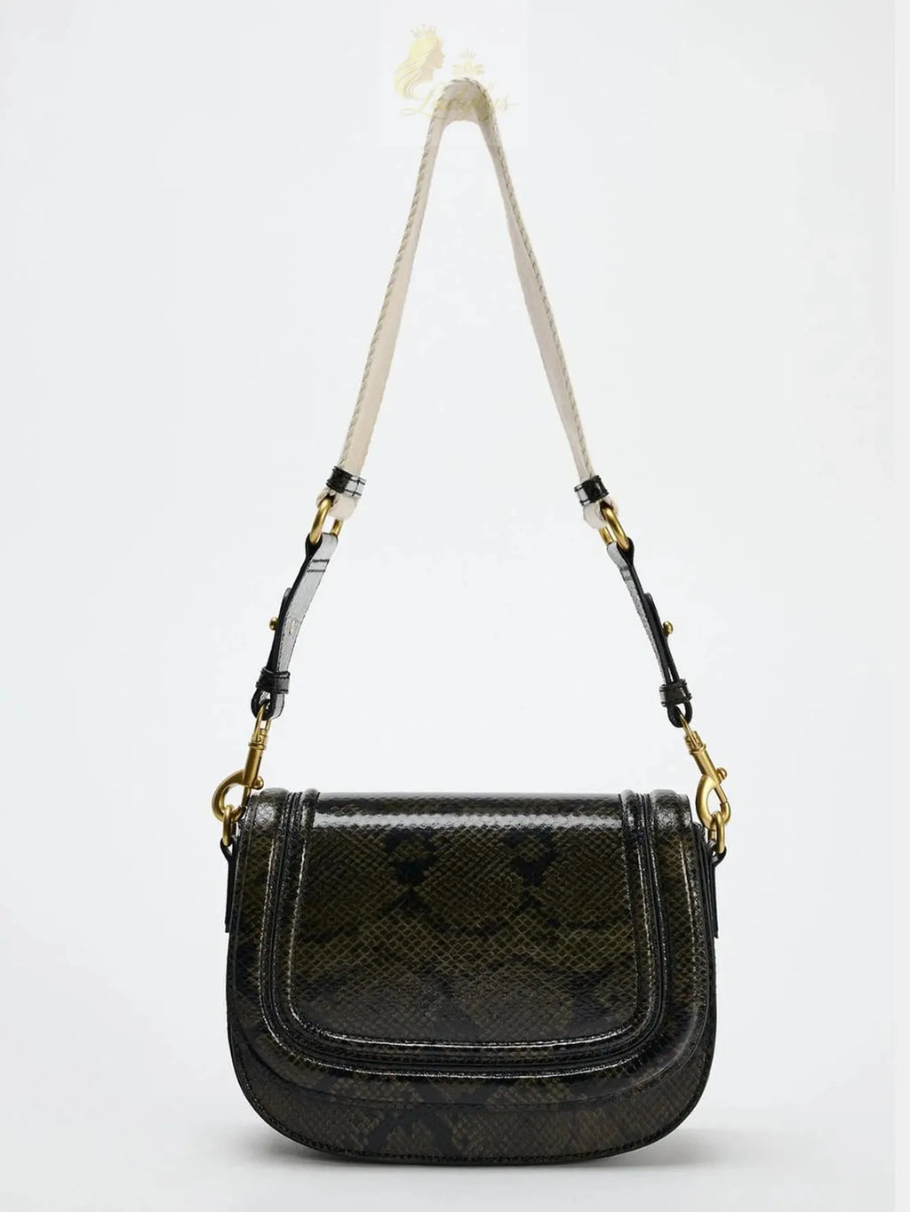 Magnetic buckle flip cover and decorative snake print crossbody bag LADYLYS