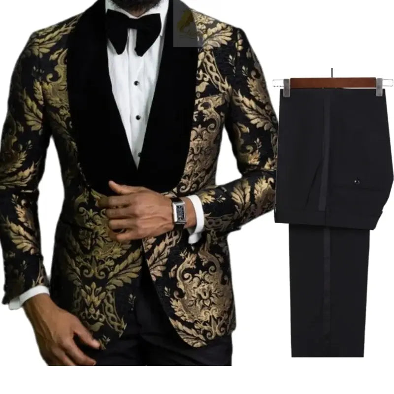 Floral Wedding Groom Tuxedo 2 Pcs Slim Fit Men Suits LADYLYS