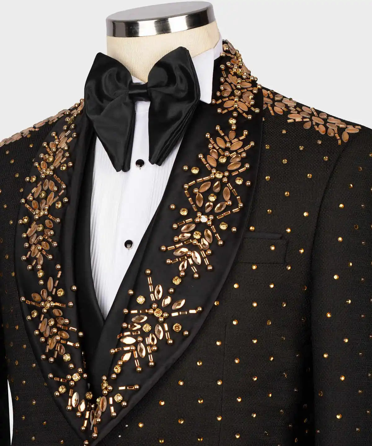 Costumes de mariage de luxe pour hommes, châle en cristal, revers simple boutonnage, smoking de marié, fête 2 pièces