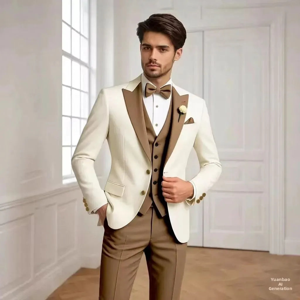 Men's Tailored Suit Three-Piece Set Casual Wedding Groomsmen LADYLYS