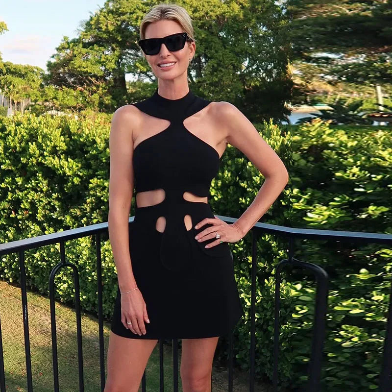 Elegant Halter Women's Dress Sleeveless Lady Mini Chic Female Robe Holiday LADYLYS