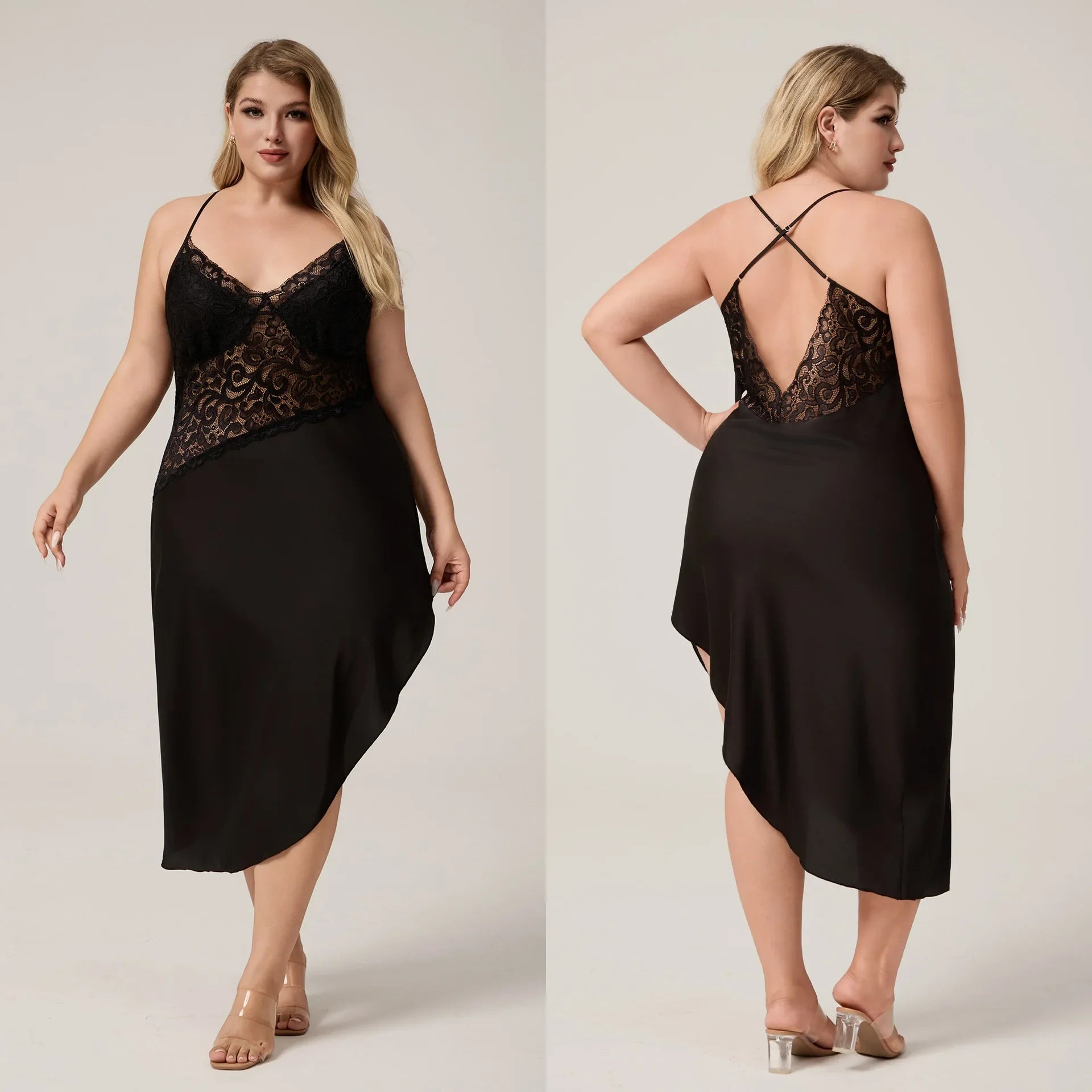 Oversize 3XL 4XL 5XL Female Long Nightgown Sleepwear Sexy LADYLYS