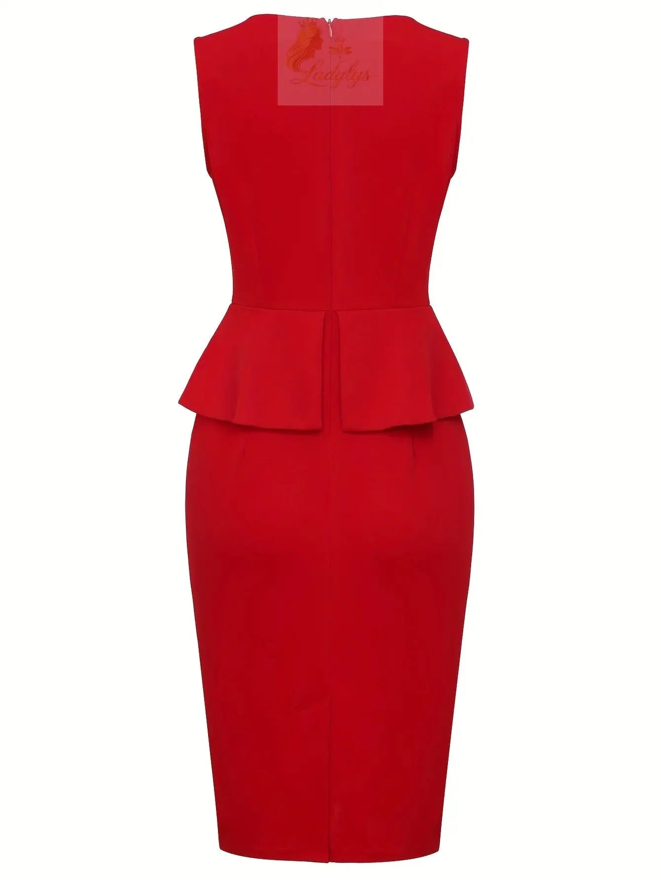 Sleeveless Summer Crew Neck Peplum Cocktail Knee Length dress LADYLYS