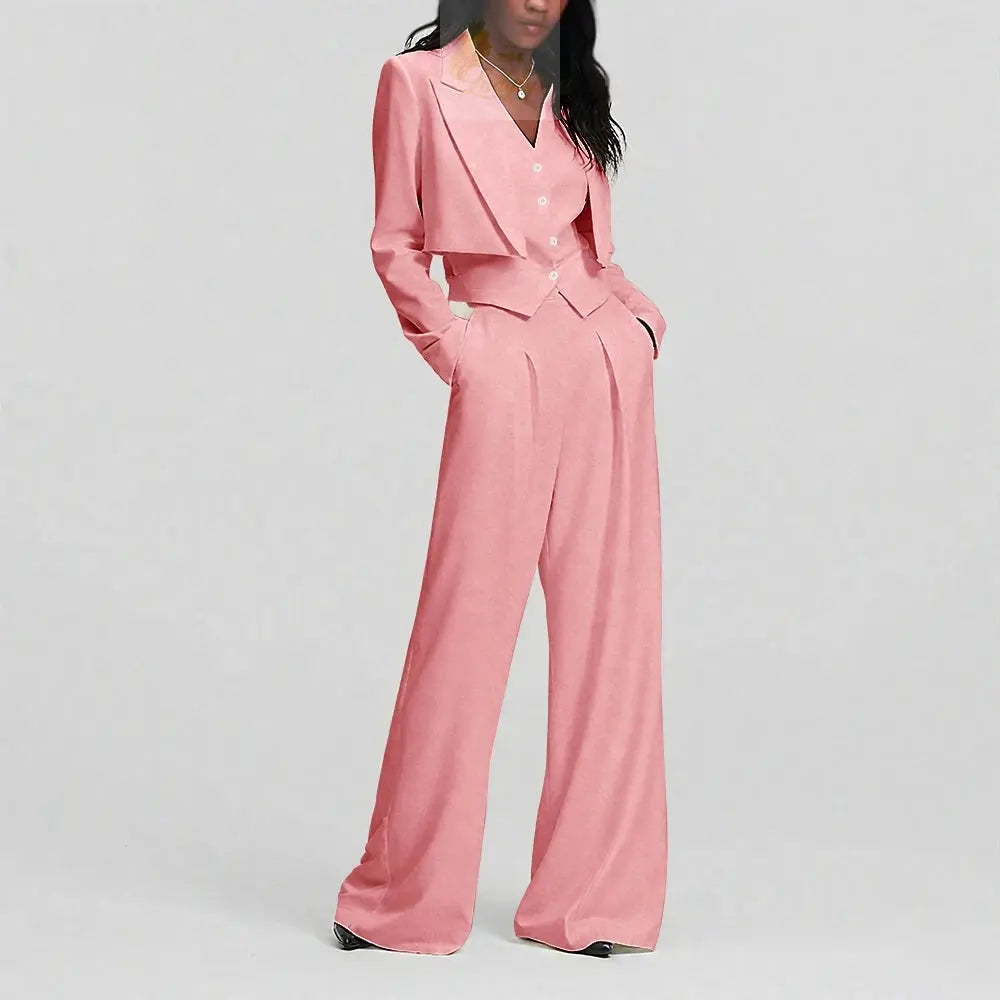 Elegant Single Button Women Pants Set New Female Three Pieces(Blazer+Trousers+Vest) LADYLYS