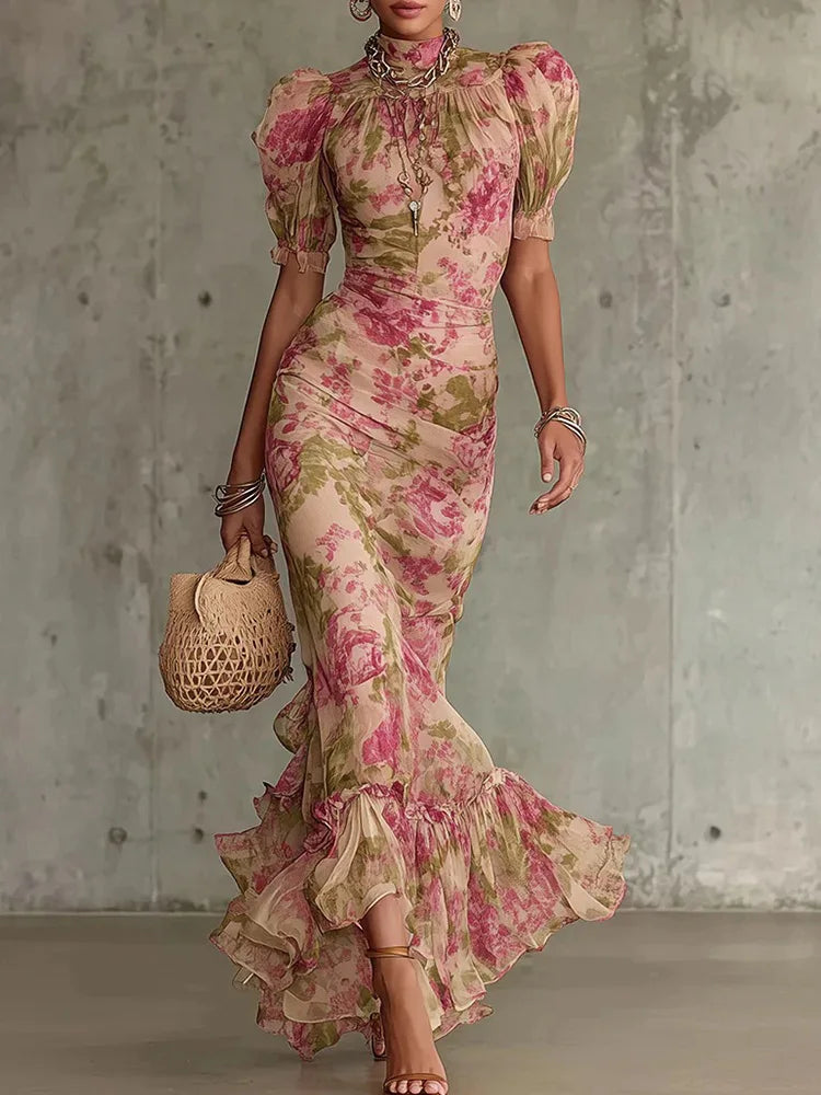 Maxi Dresses Elegant Fashion Sexy Bodycon Floral Long LADYLYS