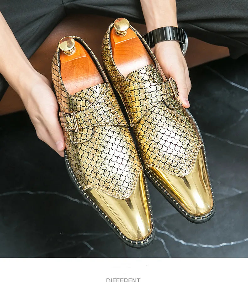 Glitter Men Formal Shoes Moccasins Italian Leather Luxury Fashion LADYLYS
