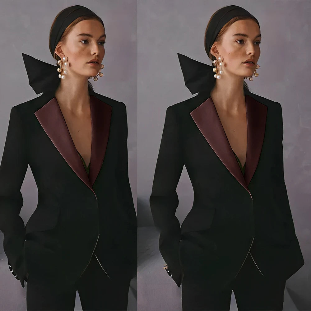 Costume ajusté pour femmes, Blazer à revers cranté, ensemble de mariage formel, tenue de taille personnalisée