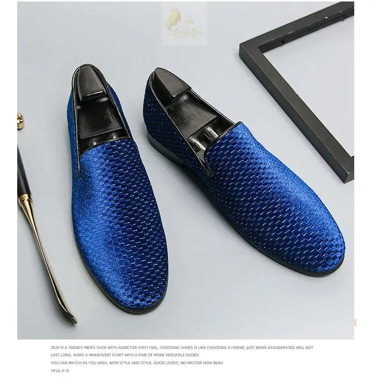 Velvet Men Loafers Luxury Brand Shoes Slip on Pointed Toe LADYLYS